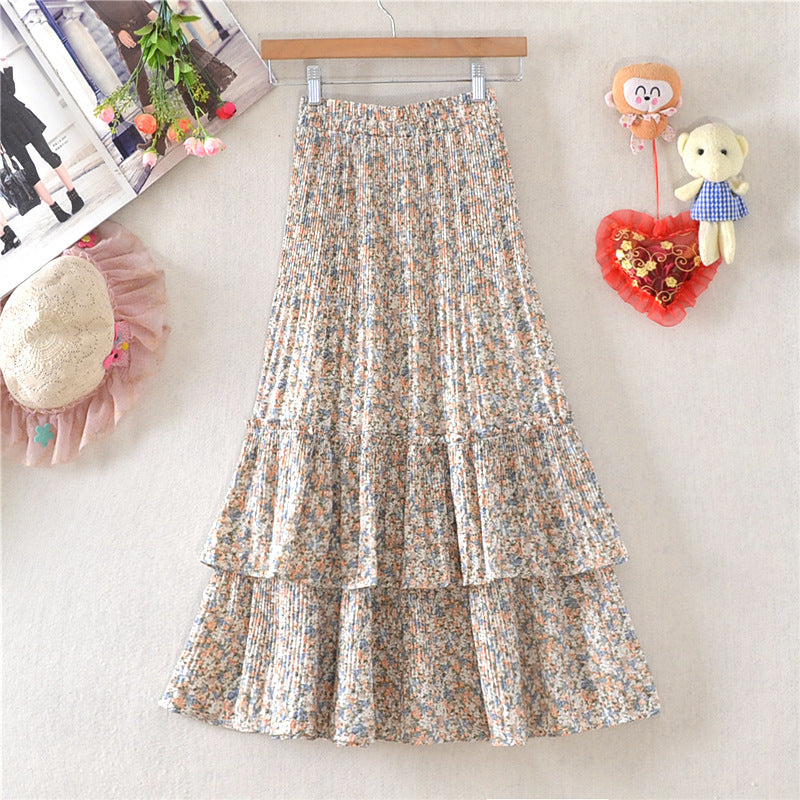 Little Daisy Skirt Women's Mid-length Floral Chiffon Skirt Cake Skirt