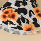 Embroidered Long-sleeved Triangle Romper Bow Leopard Print Bell-bottom Pants European And American