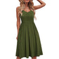 Solid Color Suspender Halter Dress