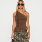 One-shoulder Pleated Lace T-shirt Top