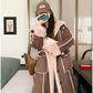 Retro Coffee Color Loose Lapels Single-breasted Stitching Fur Integrated Large Coat