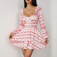 New Christmas Elk Printing Drawstring Backless Long Sleeves Dress