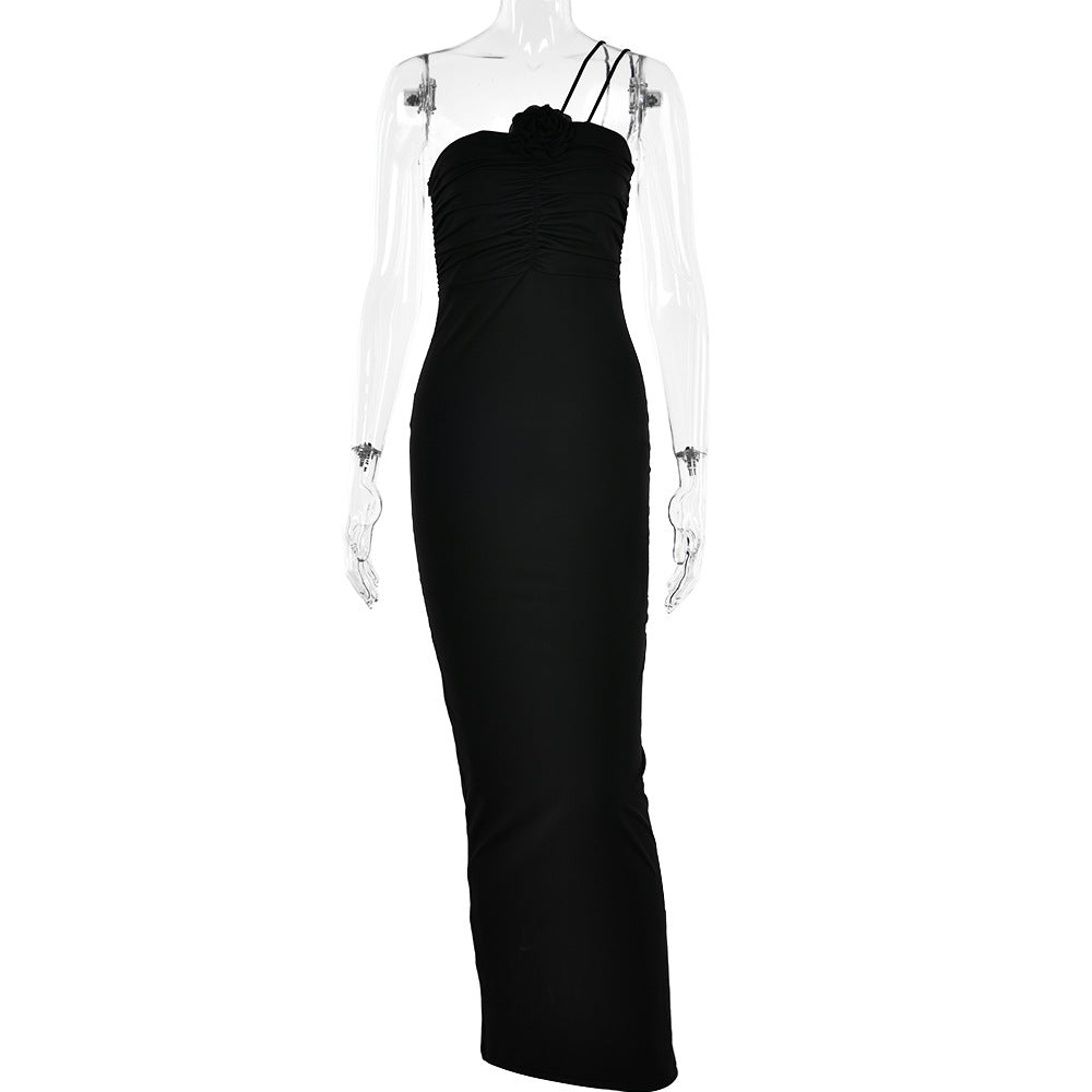Women's Halter Tube Top Backless Waist Trimming Dress