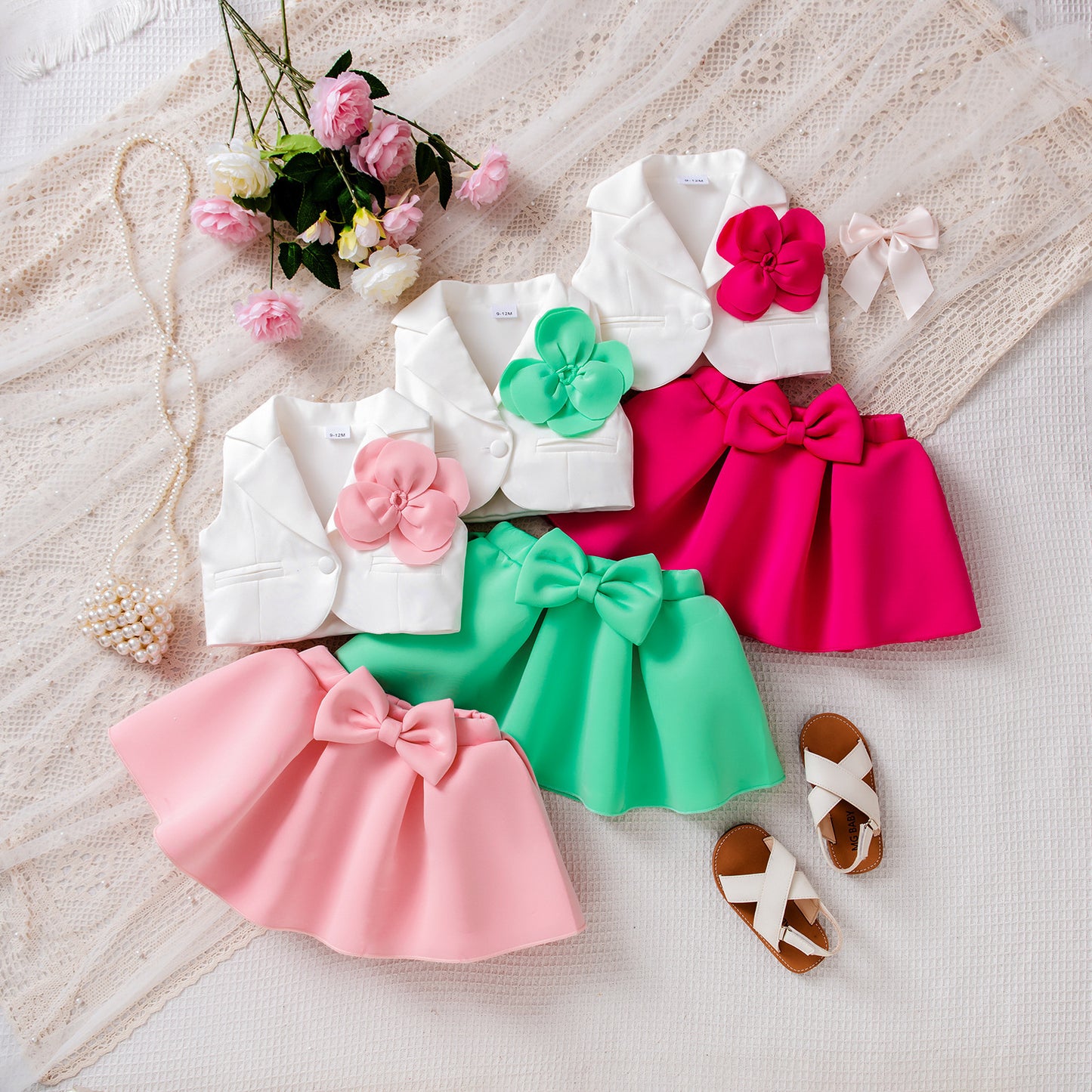 Korean-style Sleeveless Blazer And Short Skirt Set
