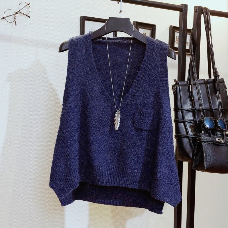Spring New Loose Collar Waistcoat Wool Vest Sleeveless