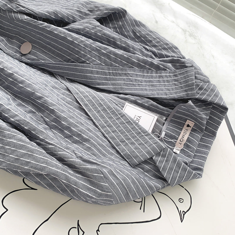 Retro wild suit collar striped suit jacket