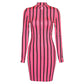 Summer Fashion Color Contrast Striped Print Dress