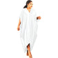 Women's African Plus Size Muslim Solid Color V-Neck Dress