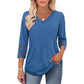 Solid Color Loose V-neck 34 Sleeves Women