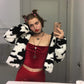 Cow fur warm short jacket