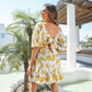 Resort-style Ruffled Square-neck Tie-front Short Skirt