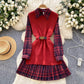 Women's Fashion Retro Color-contrast Check Suit