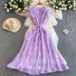 Sweet Ruffled Embroidered Round-Neck Dress Womens SpringAutumn Belted Waist Princess Long Gown