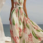 Summer New V-neck Fashion Printed Sling Long Dress
