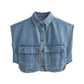 Fall Women's Clothing Double Pocket Decorative Denim Top