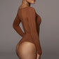 Slim Fit Slimming Square Collar Bottoming Long Sleeve Jumpsuit