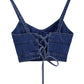 Denim Outer Wear Small Sling Vest Korean Style Sense Of Design Cross Strap