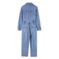Summer Waist-tight Straight-leg Denim Jumpsuit