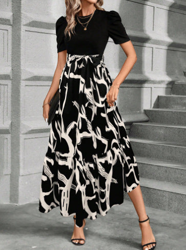 Womens SpringSummer Bestseller Floral Print Crew Neck Dress
