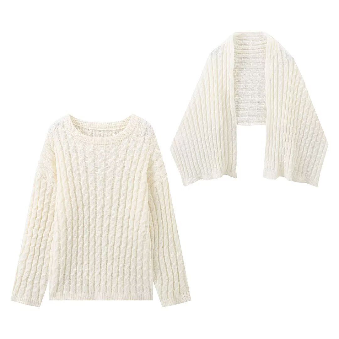 Pull tricoté minimaliste à manches longues pour femme