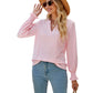 Women's Fashion V-neck Solid Color Hollow Ruffle Sleeve Loose Long Sleeve Top
