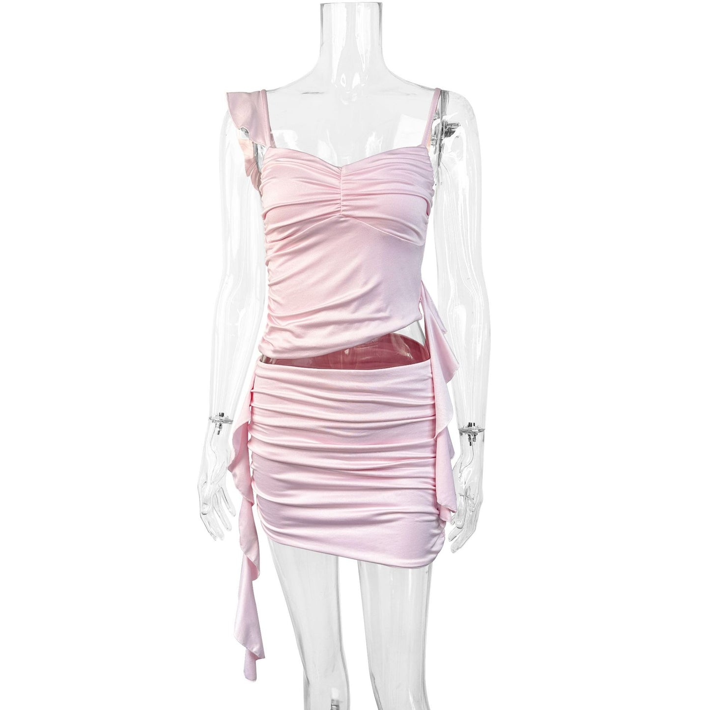 Womens Fashionable And Sexy Halterneck Mini Skirt Set