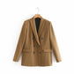 Solid Button Double-Breasted Blazer