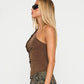One-shoulder Pleated Lace T-shirt Top