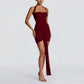 Lace-up Mesh Spliced With Ribbons Maxi Dress Elegant One-piece Dress