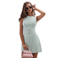 Women's Solid Color Temperament Breasted Sleeveless Dress