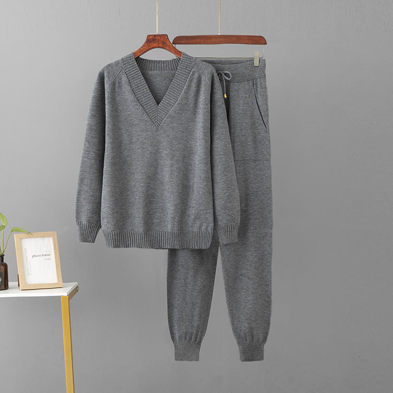 Women's Casual Sweater Harem Pants Suit