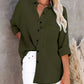 Simple Long Sleeve V Neck Button Ladies Cotton Linen Shirt Women's Clothing
