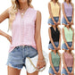 Women's Hole Hollow-out V-neck Sleeveless Stitching Vest