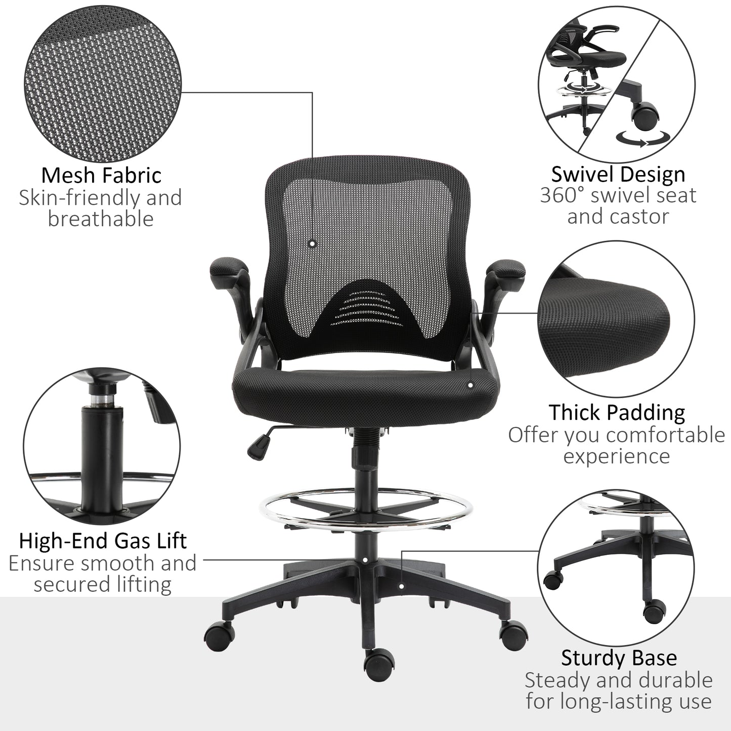 Ergonomic High Back Office Chair Swivel Reclining Computer Desk Chair with Retractable Footrest