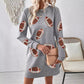 Robe pull à manches longues et col rond pour femme, imprimée rugby