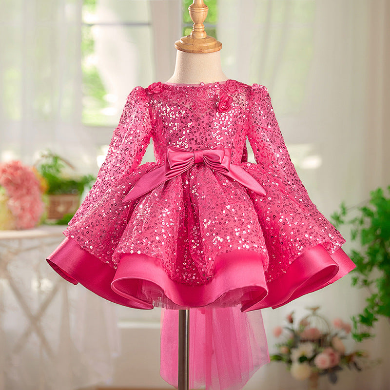 Girl's Dress Rose Sequined Tulle Tutu