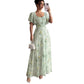 Lotus Sleeve Printed Slim Elegant Dress
