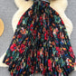 Waist Slimming A- Line Pleated Irregular Dress