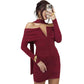 Womens Sexy Off-shoulder Strapless Long-sleeve Dress
