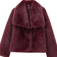 Manteau en fourrure artificielle à gros revers de style français