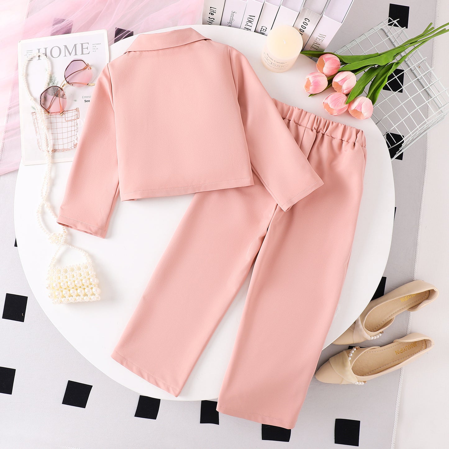 Bow Print Long Sleeve Pants For Children
