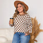 Women's Large Size Plaid Contrast Color Sweater