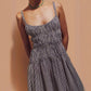 Sleeveless Pleated Striped Spaghetti Straps A- Line Skirt Dress Women