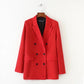 Flap Double-pocket Double-breasted Decorative Long-sleeved Suit Jacket