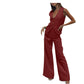 Fashion Casual Women's Cotton And Linen Trousers Suit Two-piece Set