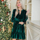 Long Sleeve Christmas Skirt Velvet Cake Dresses With Puffy Sleeves And V-Neck Mini Skirt Elegant Short Dress For Women New Year Party Clothing