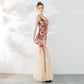 Robe de soirée élégante à paillettes et queue de poisson pour femme