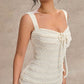 Womens Solid-Color Fashion Wave-Pattern Lace-Up Halter Strap Dress