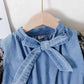 Hollow-out Long Sleeve Girls Dress Two-piece Set