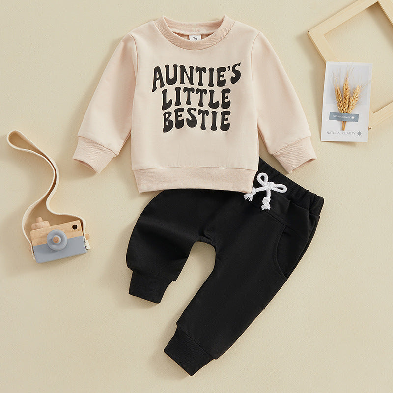 Children's Letter Printed Long-sleeved Trousers Two-piece Set